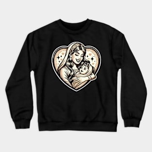 Vintage Motherhood Love Heart Symbol of Maternal Affection Crewneck Sweatshirt